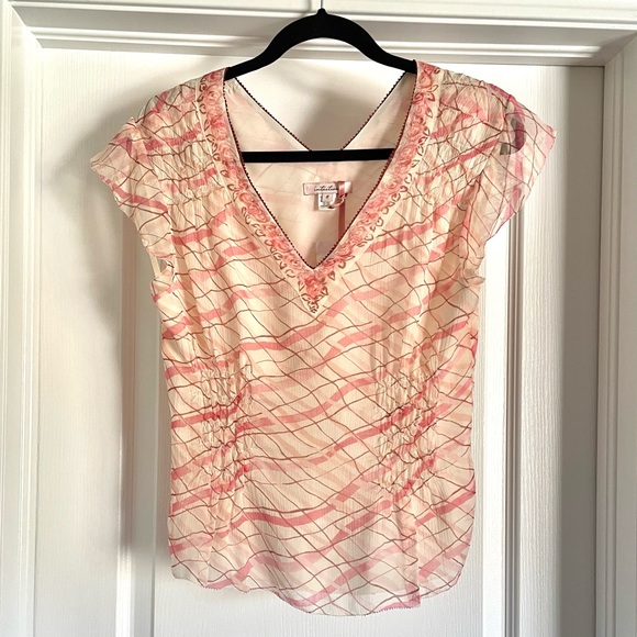 Intuitions Tops - Intuitions Silk Ruched Blouse Vintage Rose